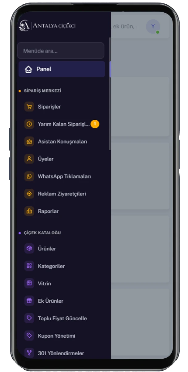 ProÇiçek mobil görünüm
